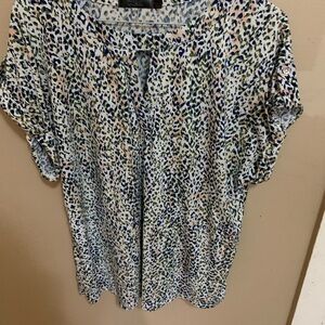 Guess Women's Blue and Pink Patterned Blouse